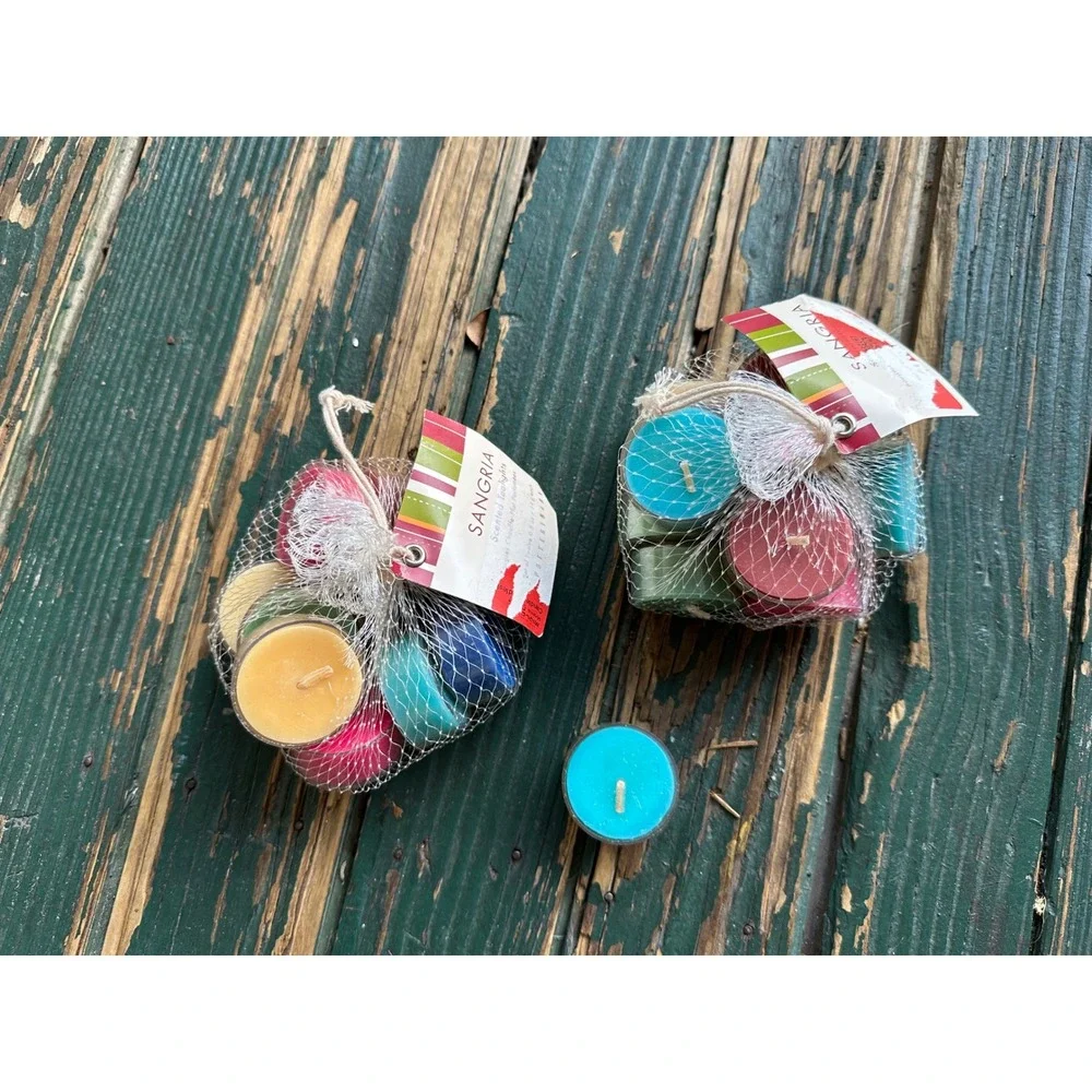 Pottery Barn Sangria Scented Tealights Multi Color Set of 24 0.5oz‎ Each